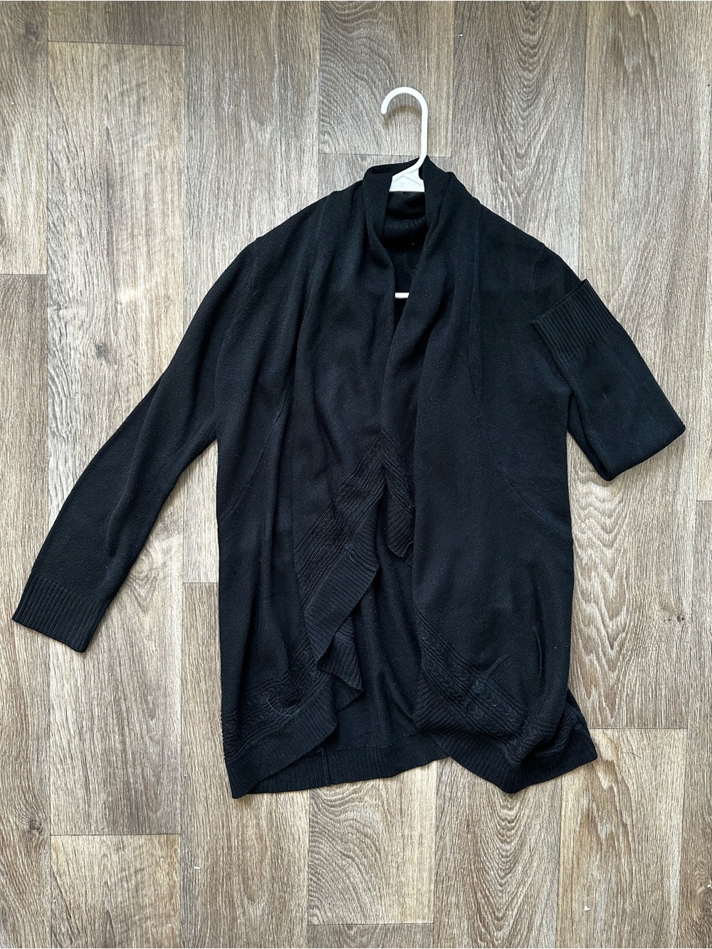 89th & Madison Women’s Black Open Front Cardigan Sweater Knit Draped Size S